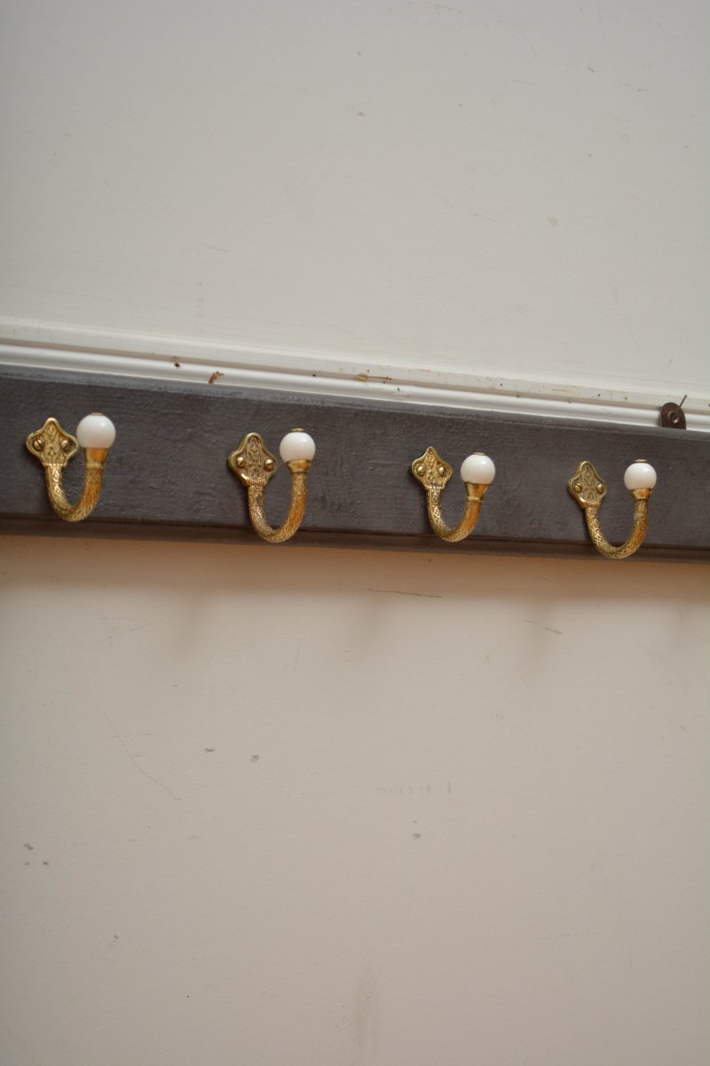 Victorian Brass Coat Hooks Coat Rack - Image 14